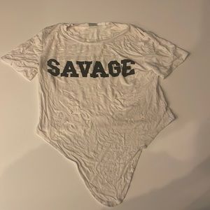 Jasmine, White Medium T-Shirt with stylish ripped holes at the bottom